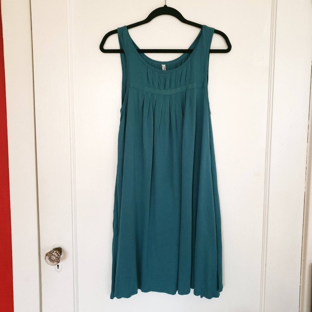 Old Navy Teal Blue Sleeveless A Line Swing Dress S Solid Casual Mini Pockets
